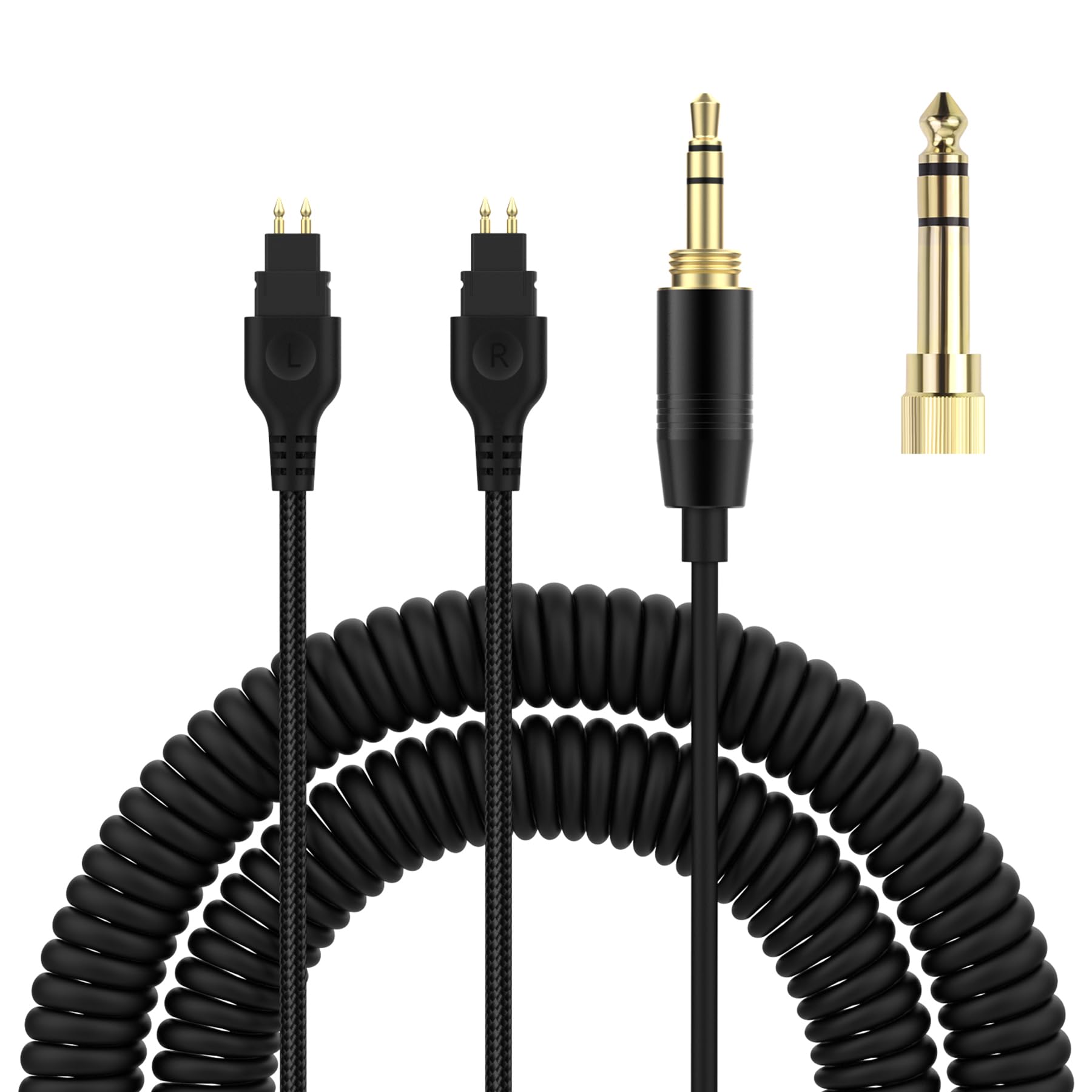 Puiixur Replacement HD600 Cable Coiled Audio Cord Compatible with Sennheiser HD600 HD650 HD580 HD660S HD6XX HD565 HD545 HD535, 3.5mm 1/8