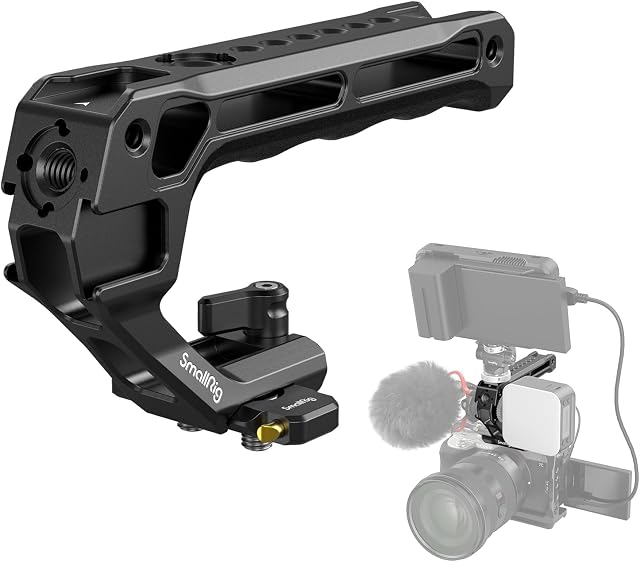 SMALLRIG Maniglia Superiore Sgancio Rapido con Rail NATO e Cold Shoe - 4345 | Impugnatura NATO, Maniglia Superiore Universale in Lega di Alluminio per Montare Microfoni, Luci a LED, Monitor