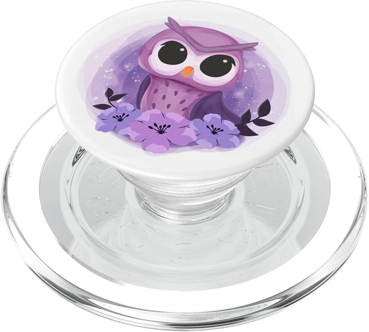 Funny Animal Flower and Cute Little Purple Owl PopSockets PopGrip: Swappable Grip for Phones & Tablets PopSockets PopGrip for MagSafe