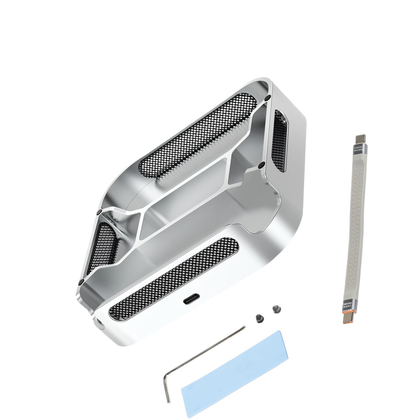 Soporte de refrigeración de aluminio para computadora pequeña con espacio de almacenamiento y ventilación mejorada, portátil vertical para computadora portátil
