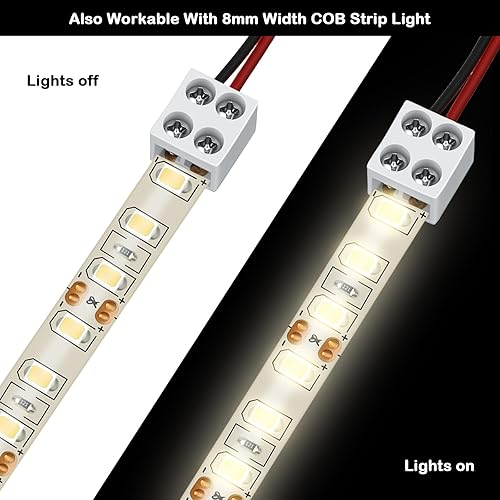 Miniatura 13 de Flutesan Paquete de 25 conectores de luz LED sin soldadura de 2 pines, bloque de terminales de atornillado, tira LED a cable para tiras de luces