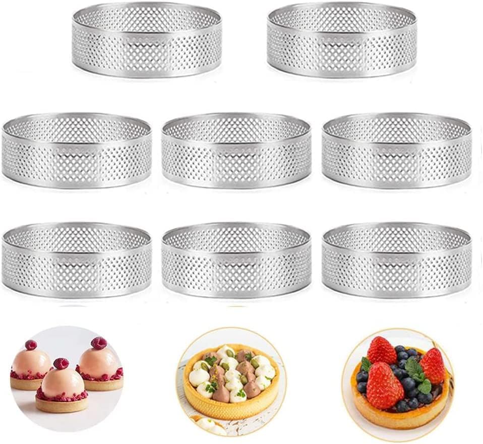 12 stuks mousse tartelette vormpjes, 8 cm dessert mousse ring met gaten