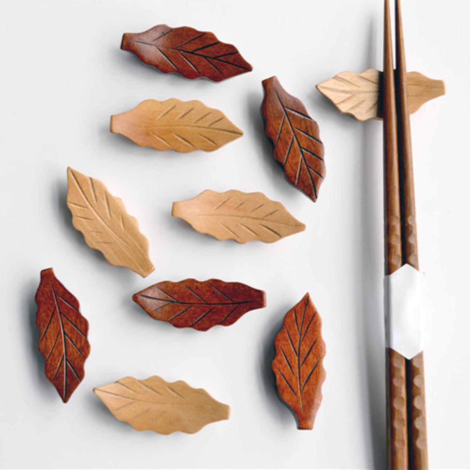Repose-Baguettes, Support pour Baguettes de Restaurant, en Bois, Porte-cuillères, Support Chinois en Forme de Feuille, Portable et réutilisable