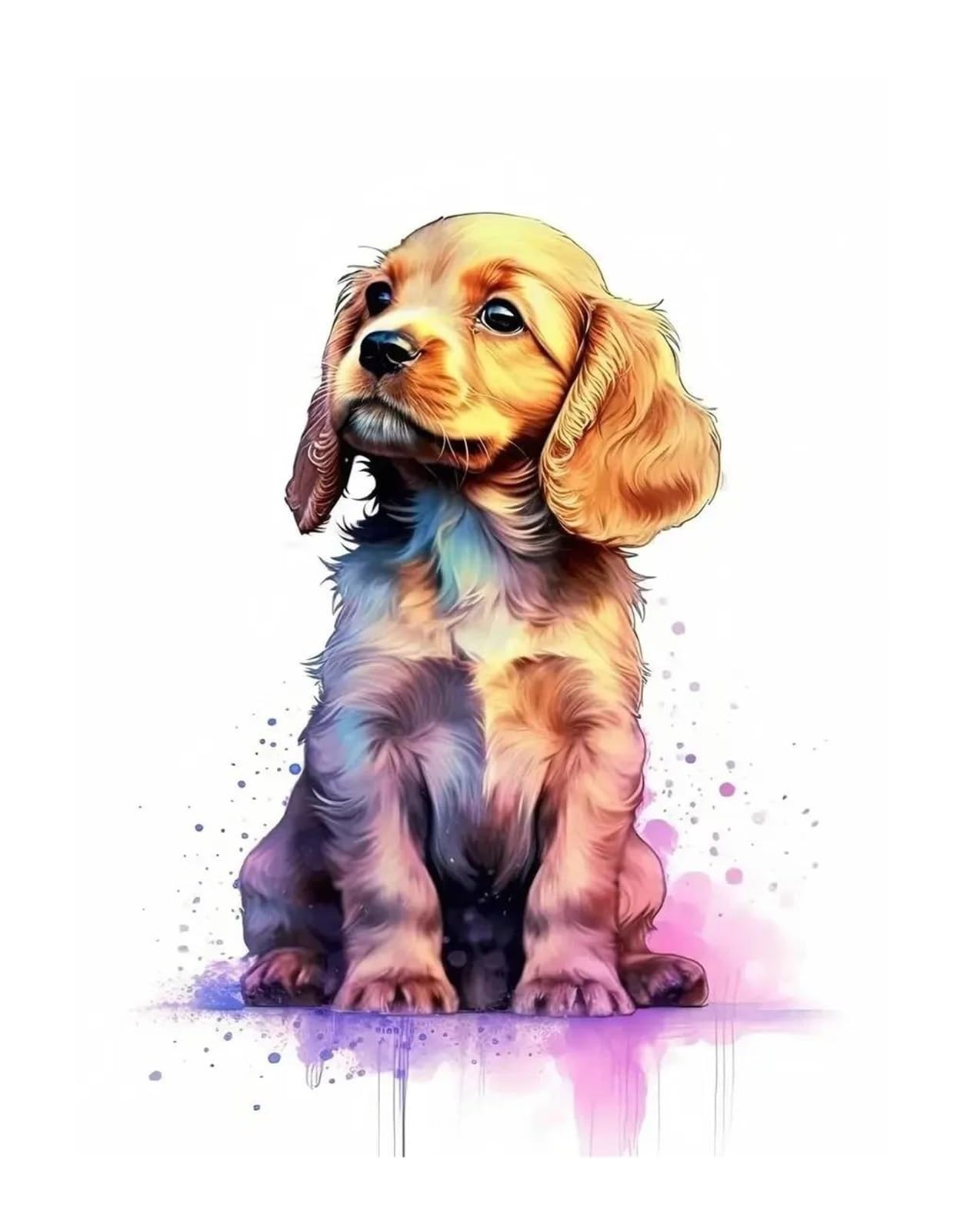 Tableau bouledogue français aquarelle 40x50cm décoration murale