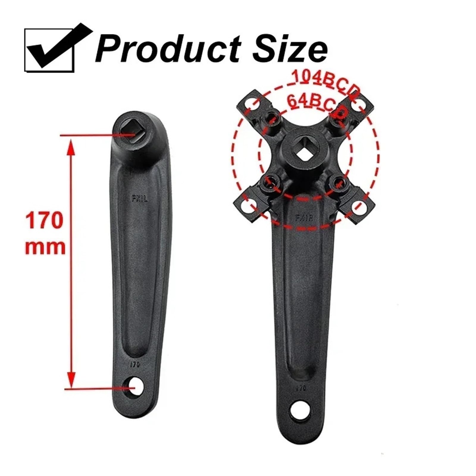 Korba rowerowa 9-biegowa 170 mm stop aluminium 22-32-44T 64/104BCD, trwała tarcza łańcuchowa do części do rowerów górskich lub szosowych