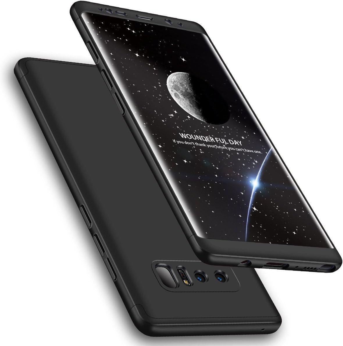 Galaxy Note 8 Case, Vercrown 3 in 1 Ultra Slim Hard PC Premium Case Hybrid Anti Fingerprint Scratches Soft Grip 360 Degree Full Body Protection Matte Surface Cover Case for Samsung Galaxy Note 8-Black