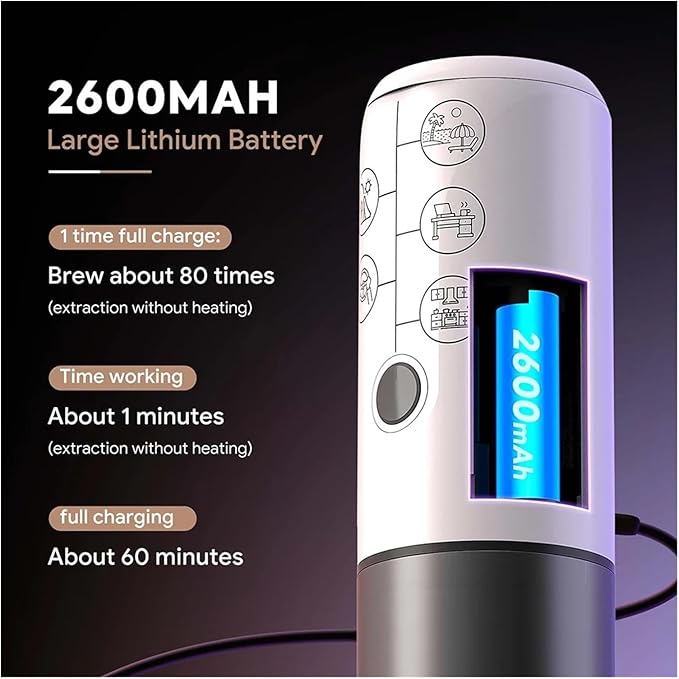 Cafetera Portátil Eléctrica para Cápsulas y Molido, 17 Bar, Ideal para Viajes miniatura 5