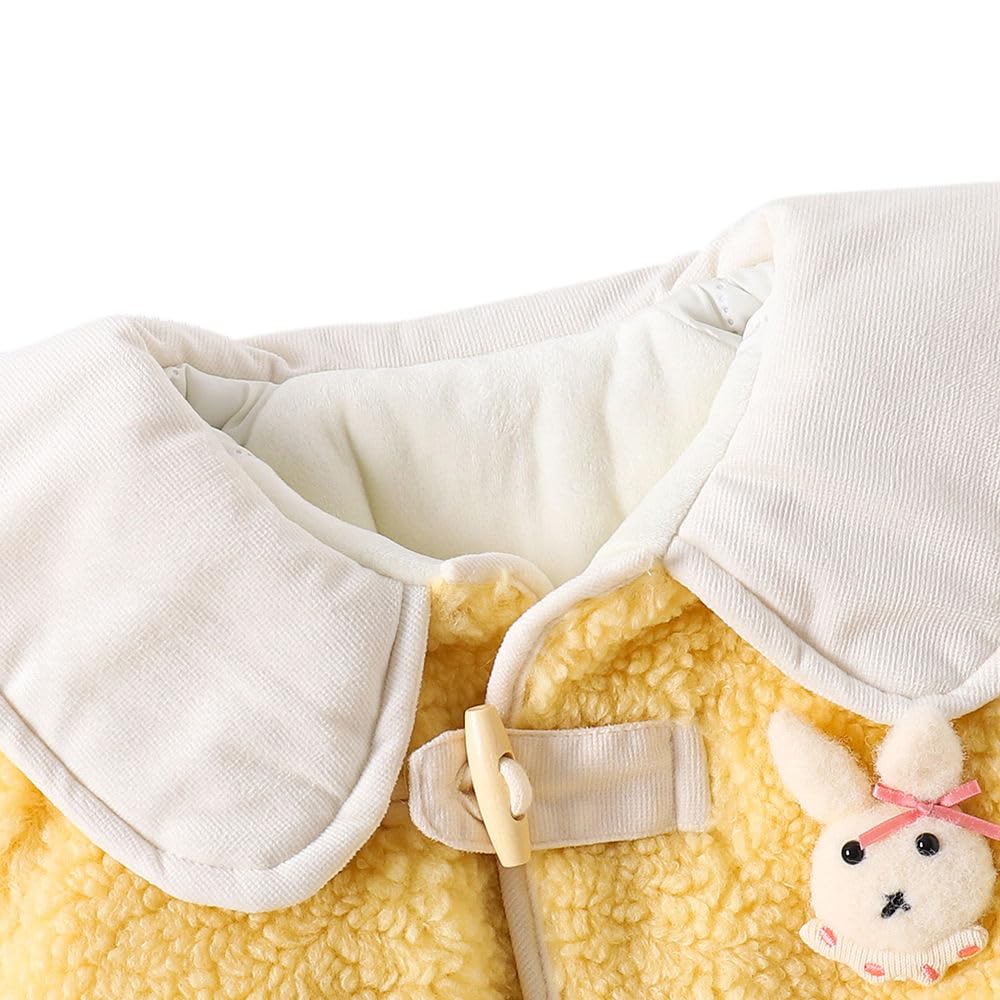 Hopscotch Girls Polyester Mini Length Long Coats in Yellow Color For Ages (2-3 Years) 1