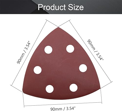 Miniatura 9 de Utoolmart Papel de lija para detalles, papel de lija triangular, almohadillas de lijado de gancho y bucle, multiherramienta oscilante triangular,