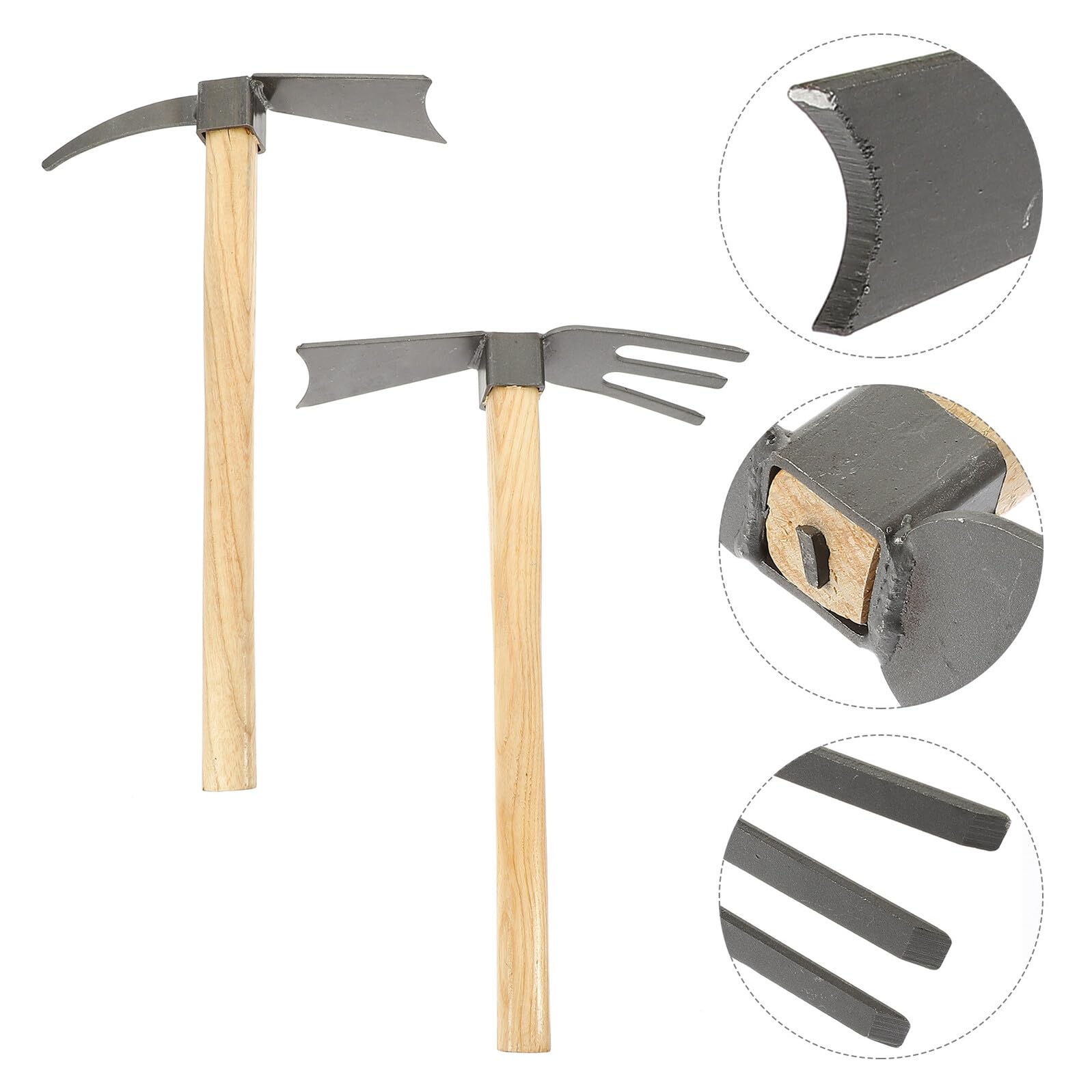 Outils de Jardinage pour Plantation et Désherbage Lot de 2 Jardinage Houe en Acier Manganèse Manche en Bois Antidérapant Extérieur