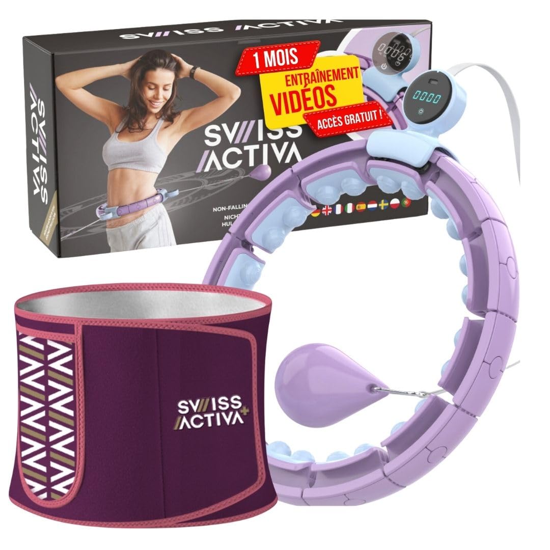 Swiss Activa+ S6+ Smart avec débroussailleuse - Tour de taille 66 à 111 cm - Perte de poids Infinity Smart Weighted Hula Hoop pour femme