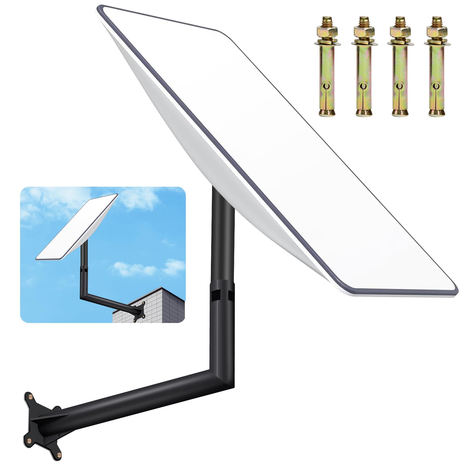 Starlink Long Wall Mount, Starlink Pole Mount, Heavy-Duty Mounting Bracket for Starlink Internet Kit Satellite, Made of Aluminium Alloy, Compatible with Starlink V2 Dish & Starlink High Performance