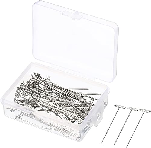 PATIKIL Pasadores en T de 2 pulgadas, paquete de 50 agujas de bloqueo de acero inoxidable para modelar manualidades, color plateado