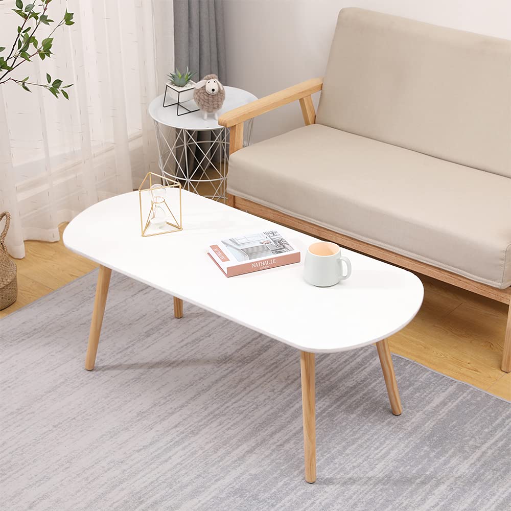 Kedia - Mesa de café de madera, escandinava, mesa de té, mesa auxiliar, mesa baja Gigogne, mesas bajas de salón, oficina, balcón (blanco)