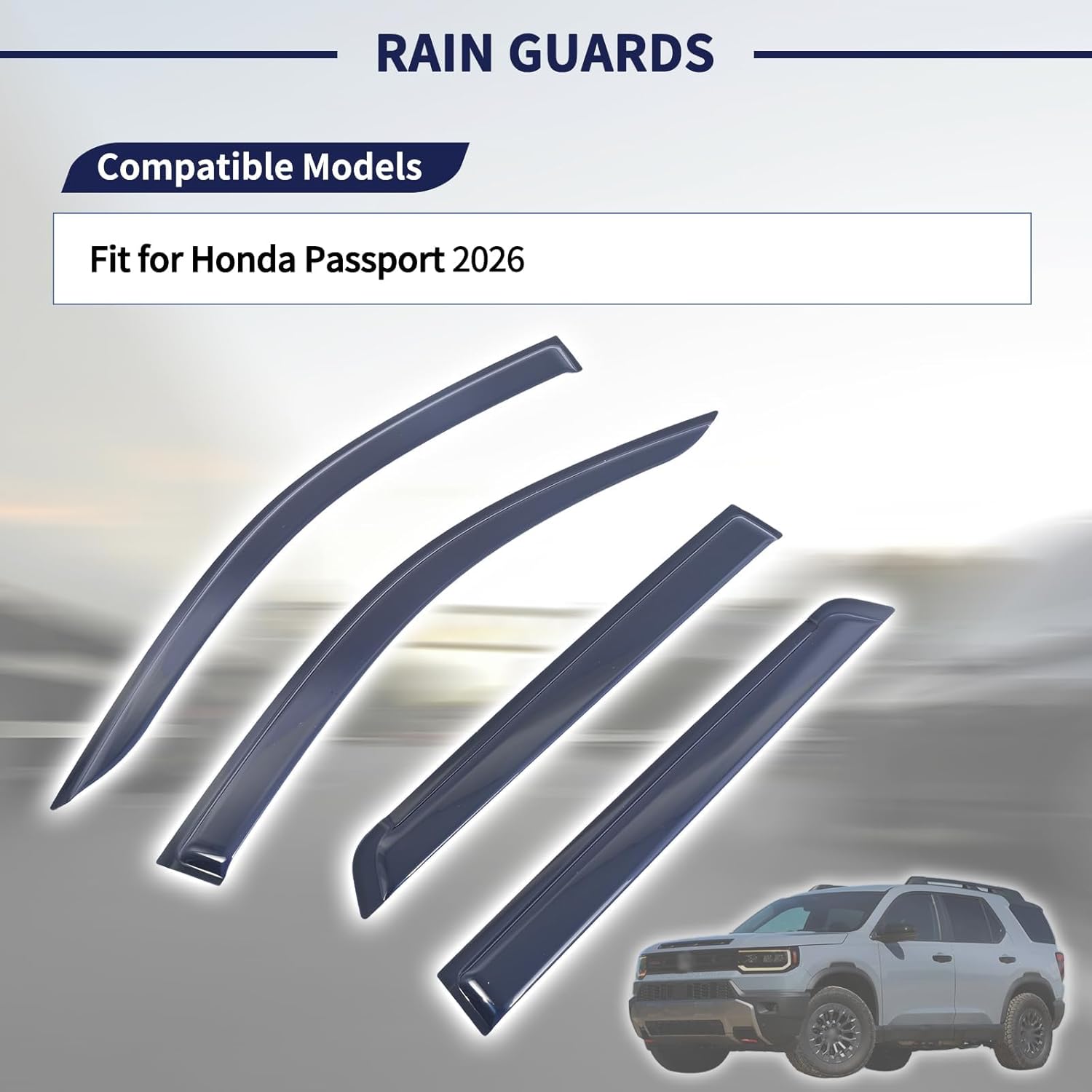 Rain Guards Window Visor Fit for Honda Passport 2026 Wind Deflectors Accessories Window Vent Visors Tape-on Outside Left & Right Side