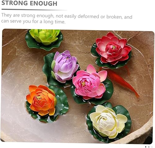 Miniatura 9 de Yardwe 4 piezas de decoración de lirio de agua de simulación, mini decoración de flores de imitación para pecera, adornos flotantes de loto para