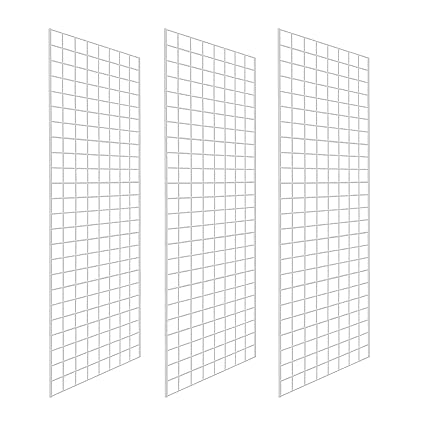 NeeSeeYee Commercial Grade Gridwall Panels Heavy Duty Grid Panel for Any Retail Display, 2 Width x 6 Height, 3 Gridwall Panels Per Carton (White Finish)