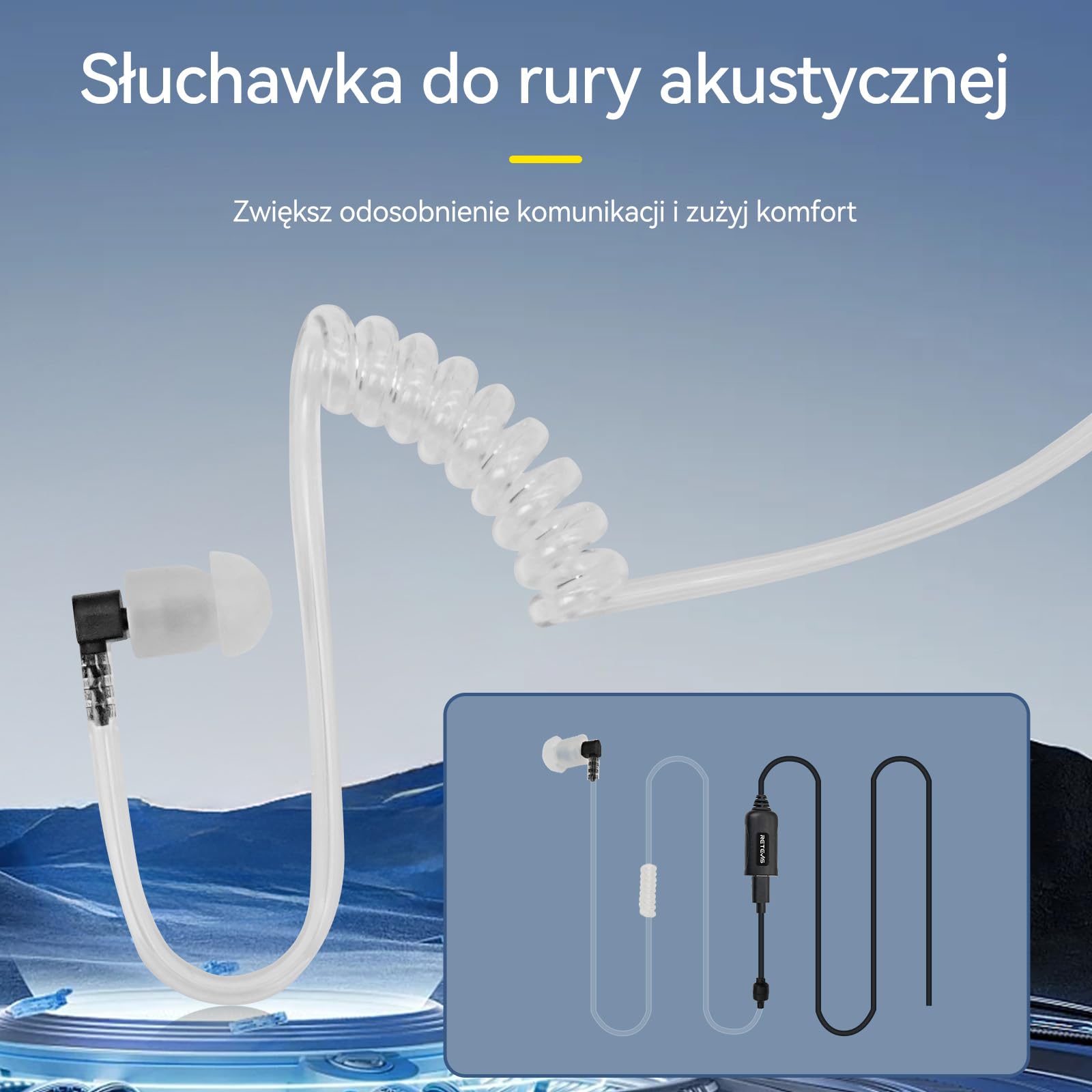 Retevis AI Aktywna redukcja hałasu Walkie Talkie Słuchawka, Radiowy Zestaw Słuchawkowy, Zestaw Słuchawkowy z Ukrytą Rurką Akustyczną Kompatybilny z Radiem Retevis RT24 RT27 RT618