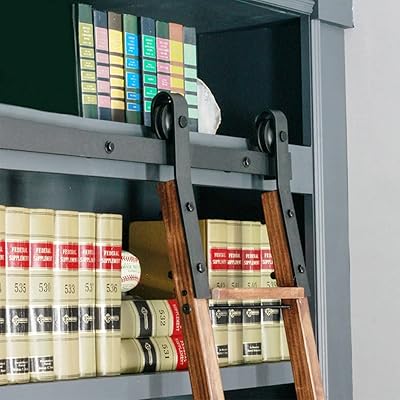 MiroDo Stand Up Rolling Home Office Library Hardware Kit, Tensible Sliding Roller (No Ladder), Barn Door Sliding Kit Hardware Rail Track 5ft-13ft (Size : 6.6ft/200cm)
