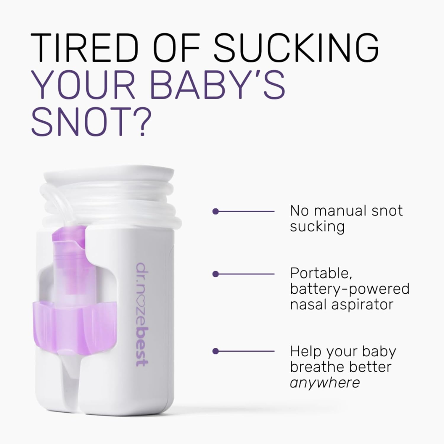 Dr. Noze Best NozeBot On The Go Starter Bundle | Electric Baby Nasal Aspirator with Newborn Nosepiece & 40 Filters | Affordable Baby Gift & Registry Essential for Congestion Relief
