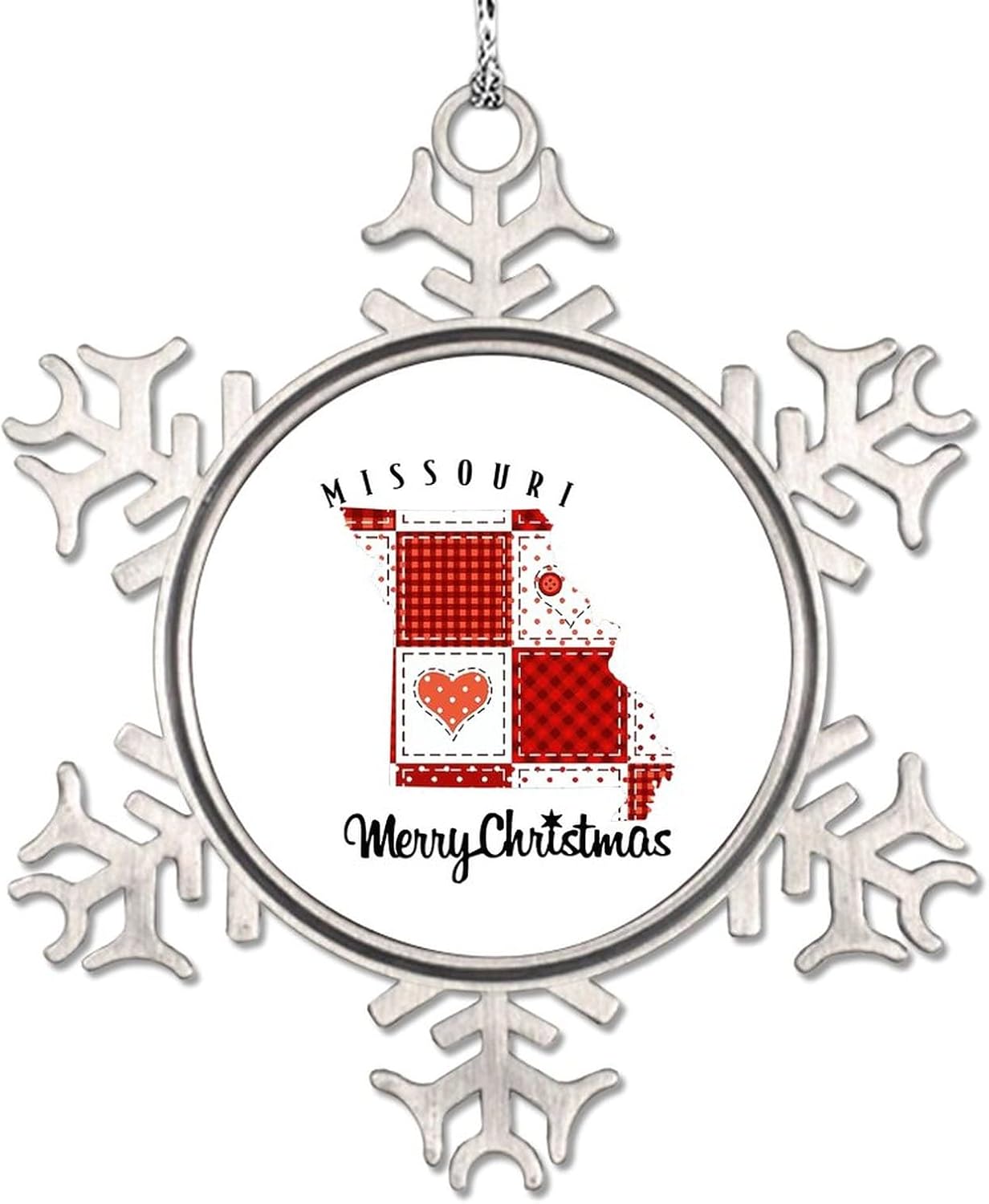 Snowflake Ornaments Missouri Home State Personalized Christmas Ornaments 2022 Merry Christmas Ornaments for Christmas Trees Metal Souvenir Xmas Tree Hang Pendant Exchange Long Distance Gift 3 Inch