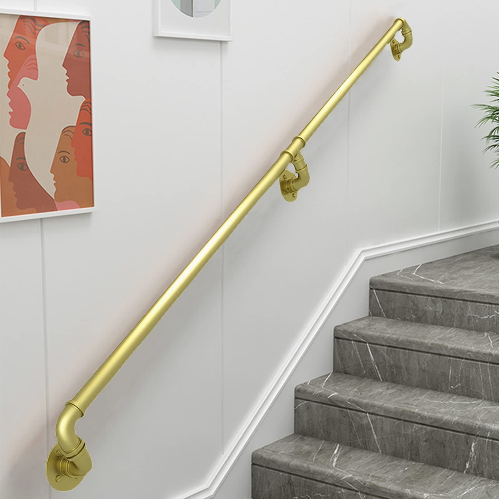 Main courante escalier or de 90cm kit complet de rampe murale