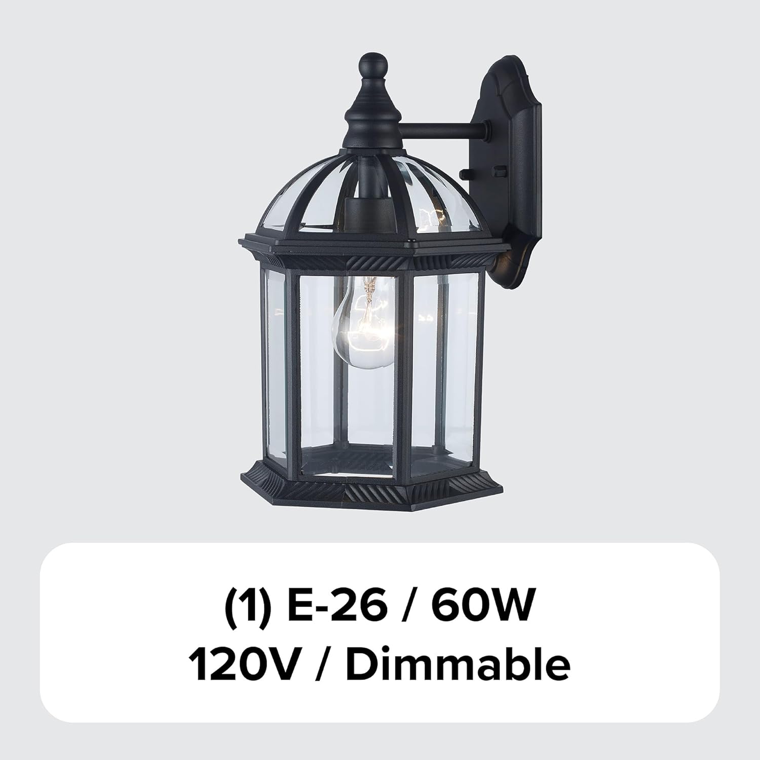 Asher Hamilton 12 Inch Outdoor Wall Light | Satin Black Finish with Glass Shade | Durable Metal Construction | Uses 1 E-26 Lightbulb | Dimmable Outdoor Wall Sconce | Perfect for Patios, Porches, etc.