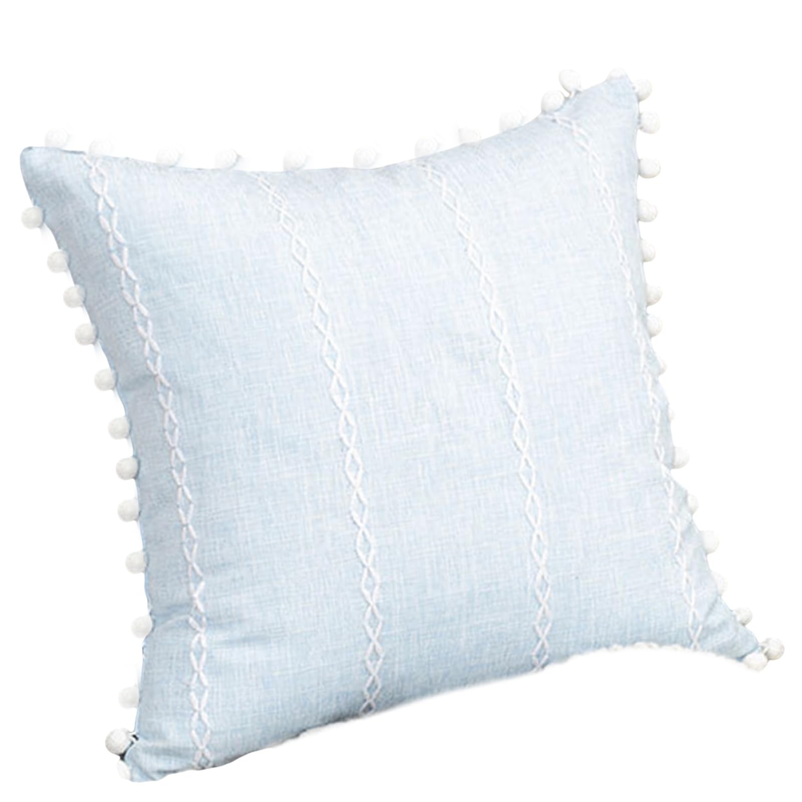 Msioytog Decorative Tassels Trimmed Pillow Covers for Sofa Bed Polyester Fabric 45cm Square Pillowcase Home Accent Stain Guard Decorative Tassels Throw Pillow