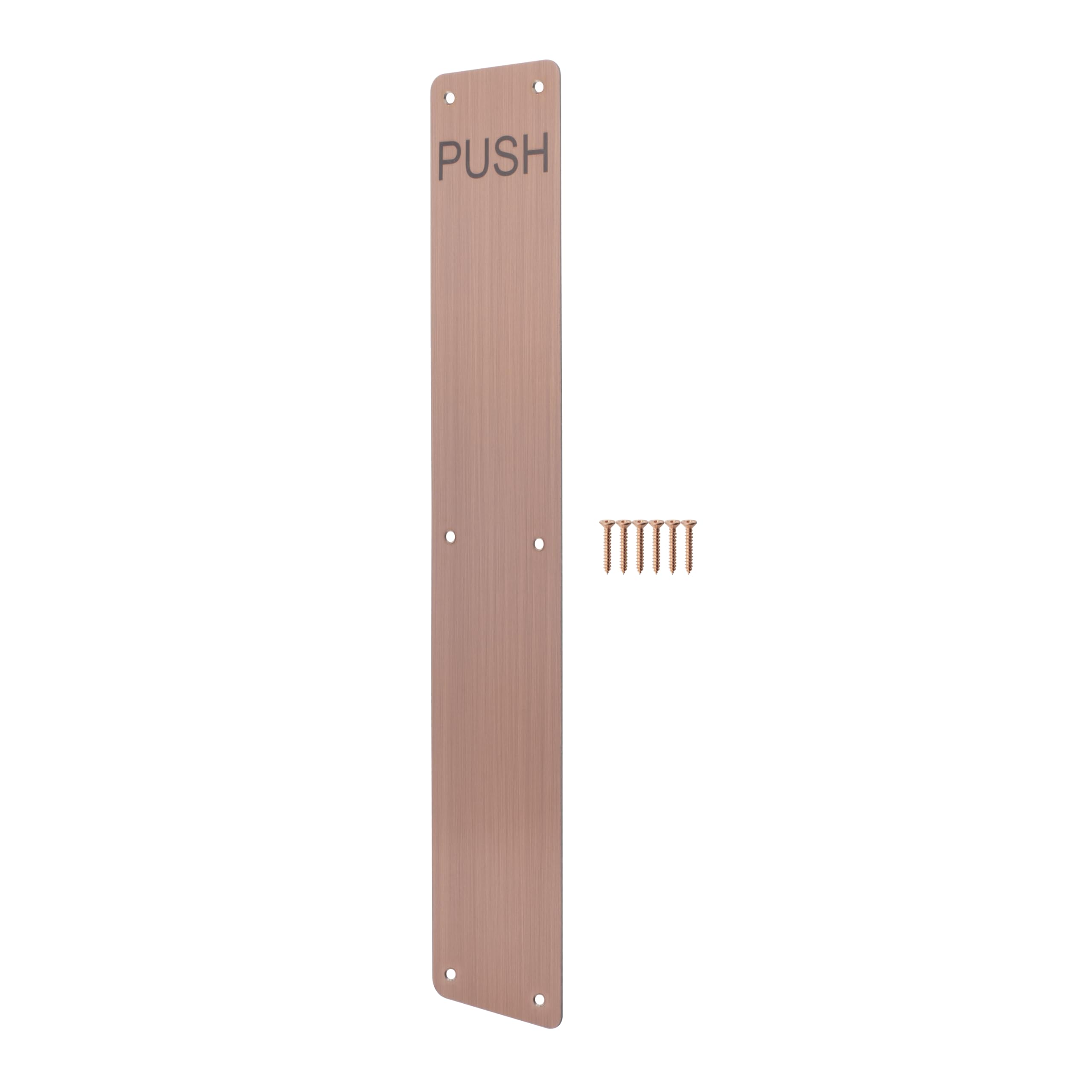 Eai Bronze Door Push Plate, 425 X 75Mm Engraved Push Finger Plate With Radius Corners