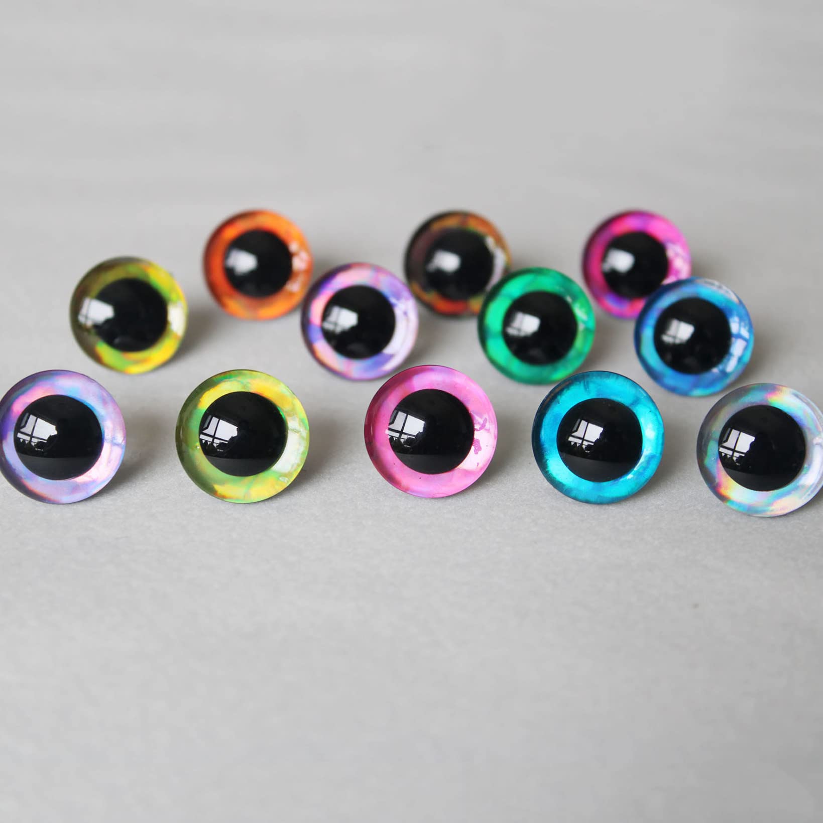 20pcs 14-35mm Colorful Safety Eyes DIY Bear Craft Puppet Making Plastic Eyes Toy Eyes with Washers Crochet Doll Making