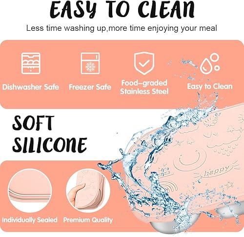 Miniatura 4 de Lonchera Bento de acero inoxidable, reutilizable, con 5 compartimentos, de metal, a prueba de fugas, para niños, recipientes de inmersión 2P