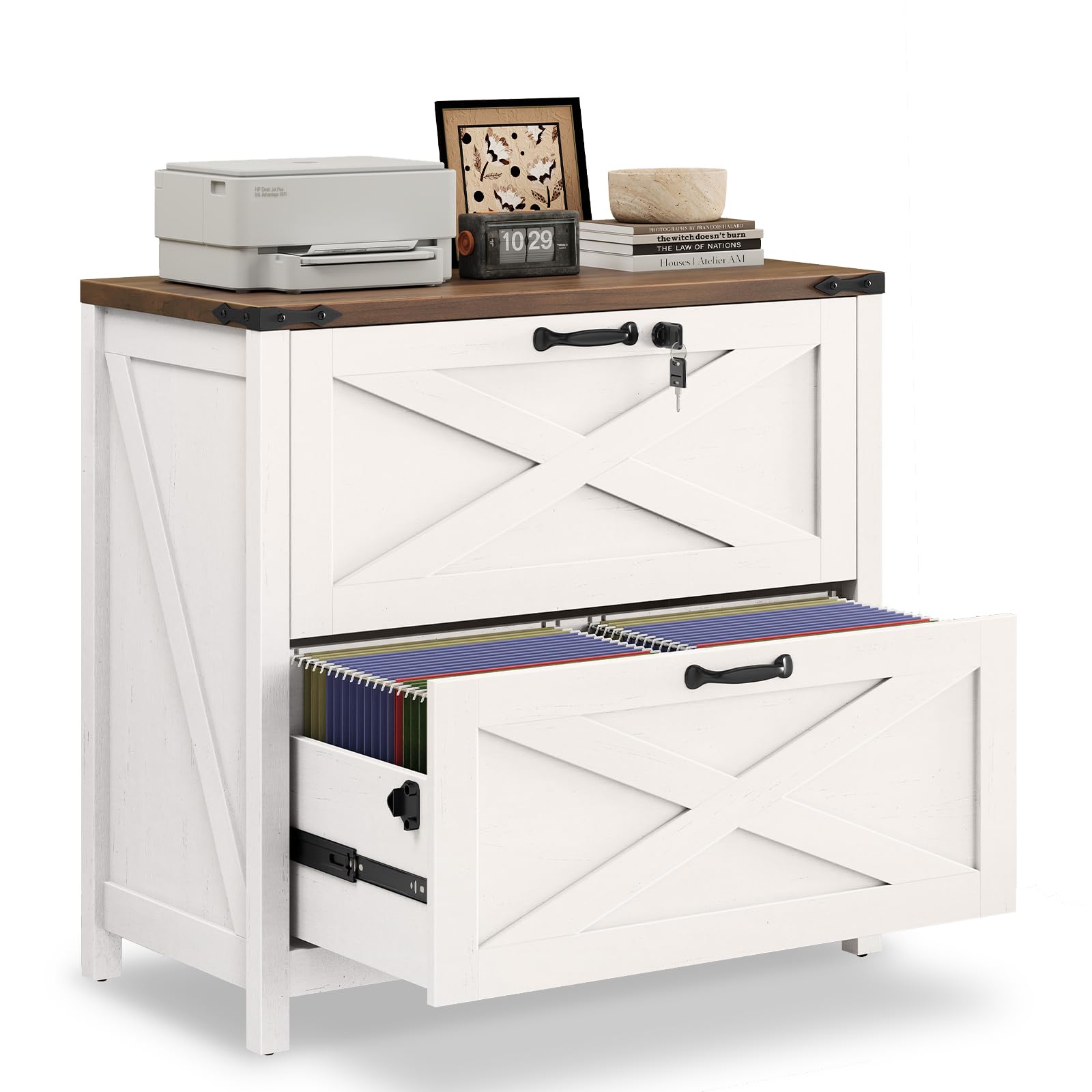 Amazon.com: Halitaa Farmhouse Lateral File Cabinet with 2 Drawers