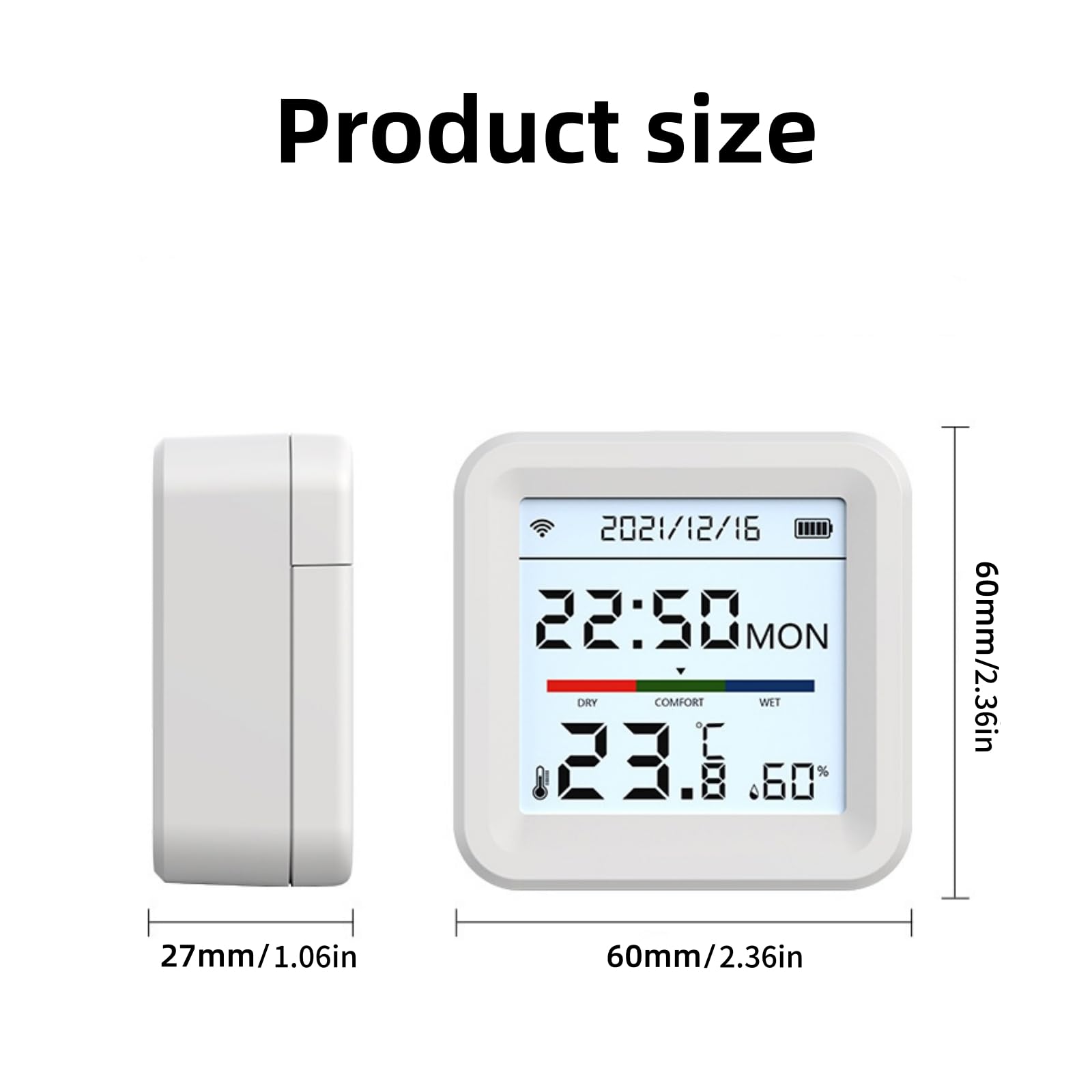 Mengshen Pack 2 Termómetro Higrómetro Digital WiFi Interior Sensor Temperatura Humedad con Retroiluminación Monitoreo Remoto APP para Hogar Habitación Bebé Oficina