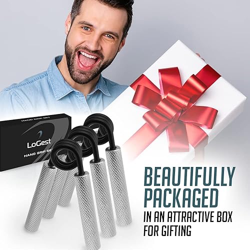 Miniatura 6 de Logest Metal Hand Grip Set, 100LB-350LB 6 Pack 50LB-350LB 7 Pack No Slip Heavy-Duty Grip Strengthener with Gift Box, Great Wrist & Forearm Hand