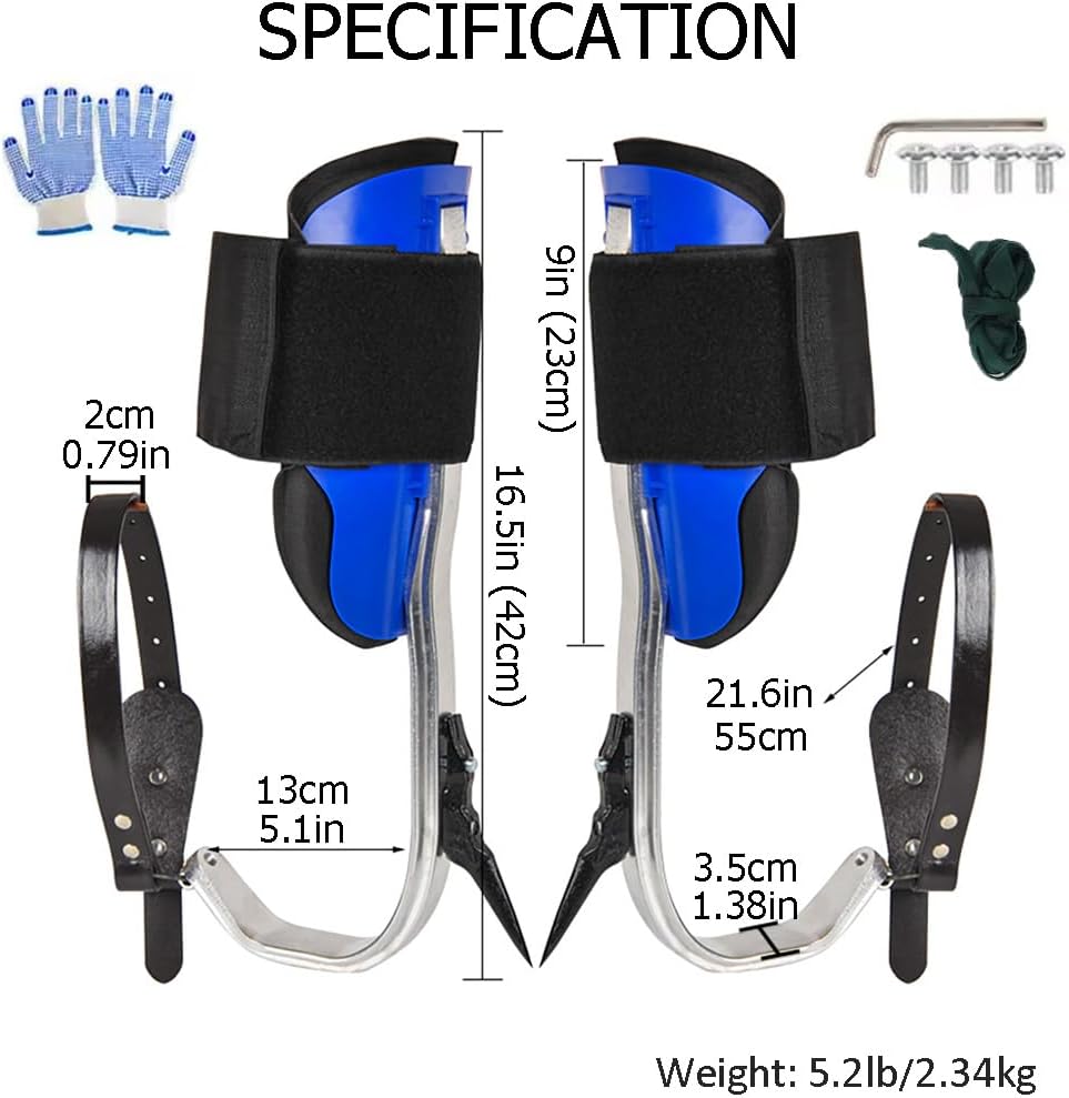 Tree Climbing Spikes, Alloy Steel Tree Climbing Gear with Non-Slip Pedal & Straps, Arborist Equipment for Gardening, Climbers, Tree Work, Fruit Picking