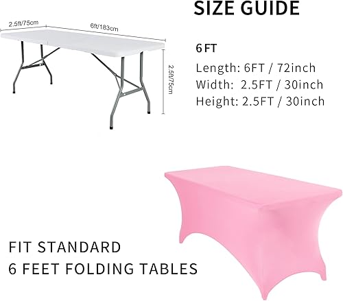 Miniatura 51 de Fokitut Paquete de 6 manteles de elastano para mesa de 6 pies, manteles elásticos universales para fiestas, banquetes, bodas y eventos, color negro