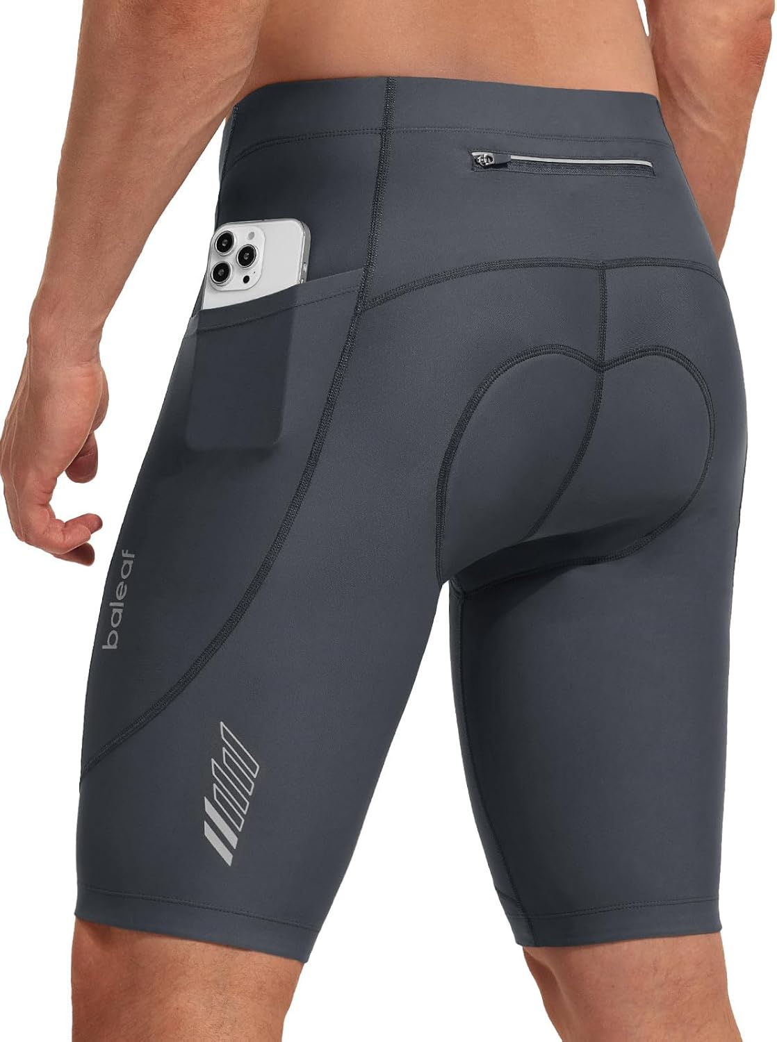 baleaf Men's 4D Padded Bike Shorts Cycling Zipper Pockets Biking Bicycle Mountain Riding Biker Cycle UPF 50+