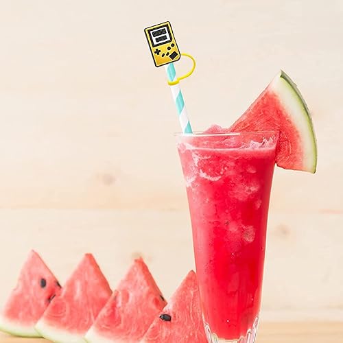 Miniatura 5 de Funda de silicona para pajitas de videojuegos, paquete de 7 tapas reutilizables para popotes de beber, a prueba de polvo, para popotes de 0.315 a