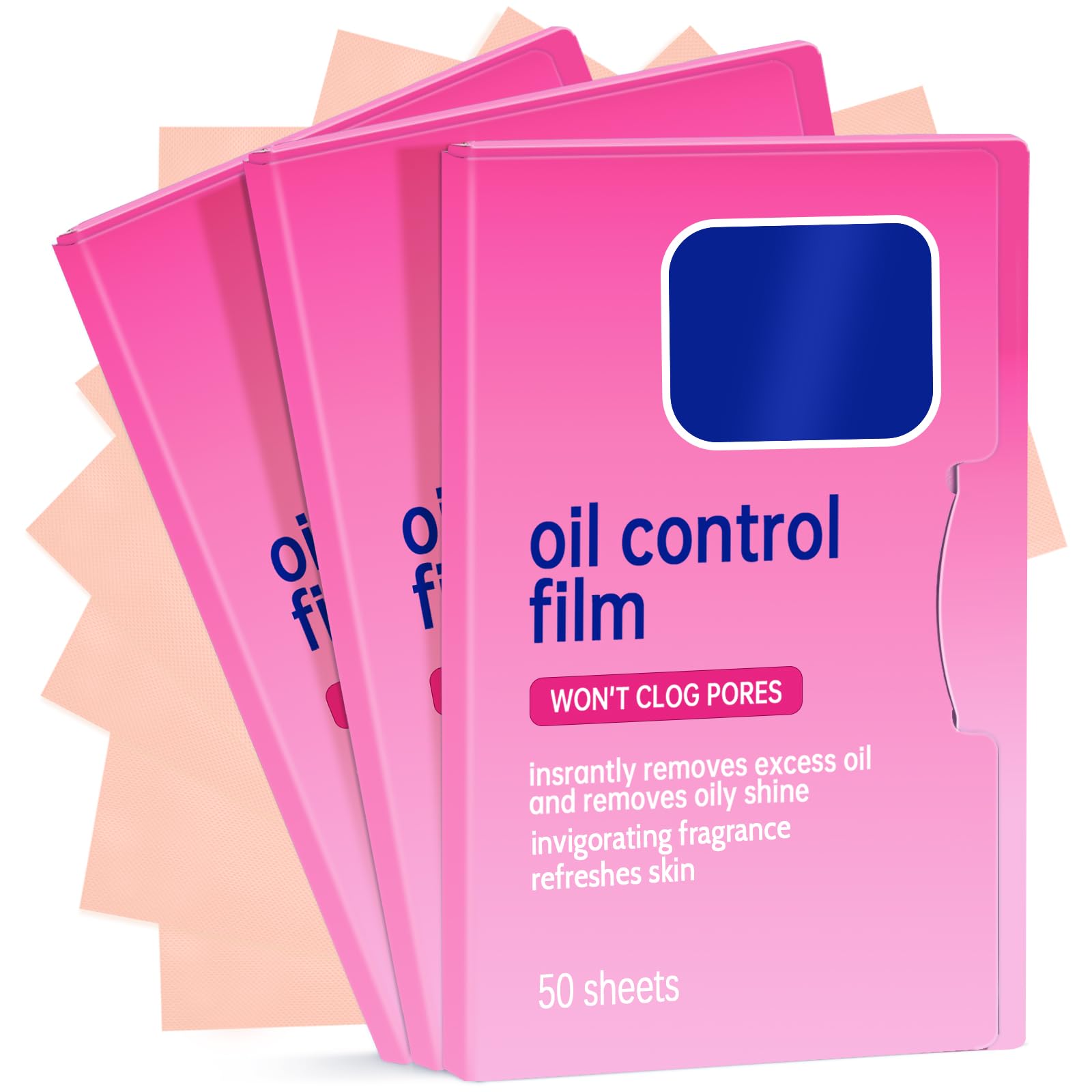 3 Packs Oil Blotting Sheets for Face (150 Sheets) - Oil Absorbing Blotting Papers for Oily Skin, Makeup-Friendly &amp; Portable Oil Wipes