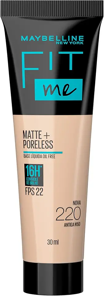 Base Líquida Maybelline NY Fit Me Matte FPS 22 Cor 220 (Antiga N150), 30ml