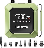 Vista 1 de 20PSI Paddle Board Pump Electric Portable Sup Air Pump-12V DC Car Plug Powered, Auto-Off, The Pilot Whale Mini Inflator & Deflator for Inflatable