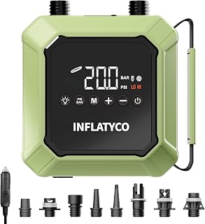 20PSI Paddle Board Pump Electric Portable Sup Air Pump-12V DC Car Plug Powered, Auto-Off, The Pilot Whale Mini Inflator & Deflator for Inflatable Paddleboard Kayak Boat Kite Mattress Tent
