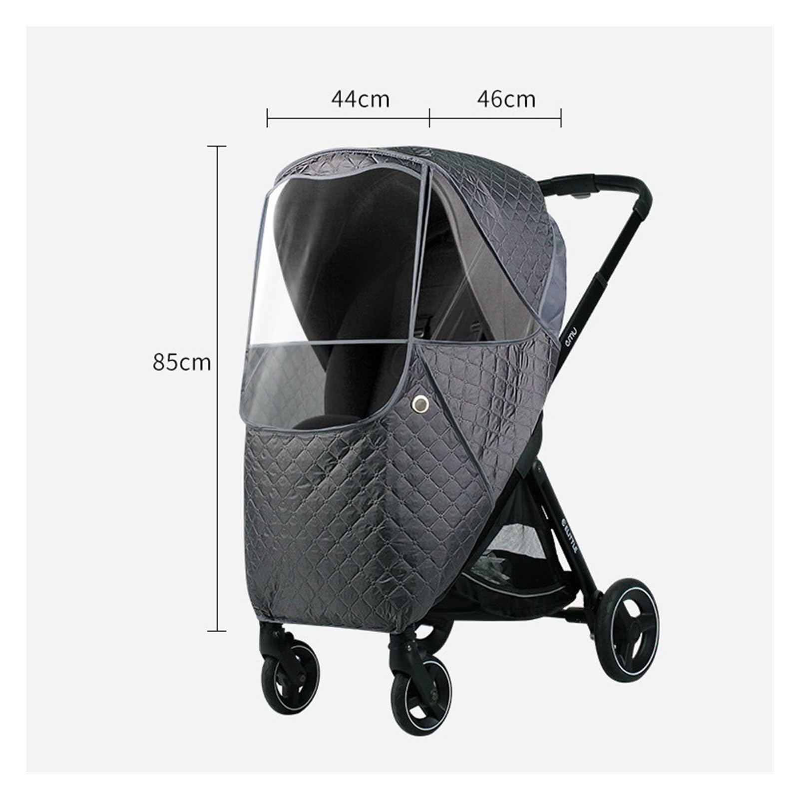 Housse de pluie universelle 2 en 1 pour poussette, housse de pluie d'hiver imperméable et chaude en coton (gris clair)