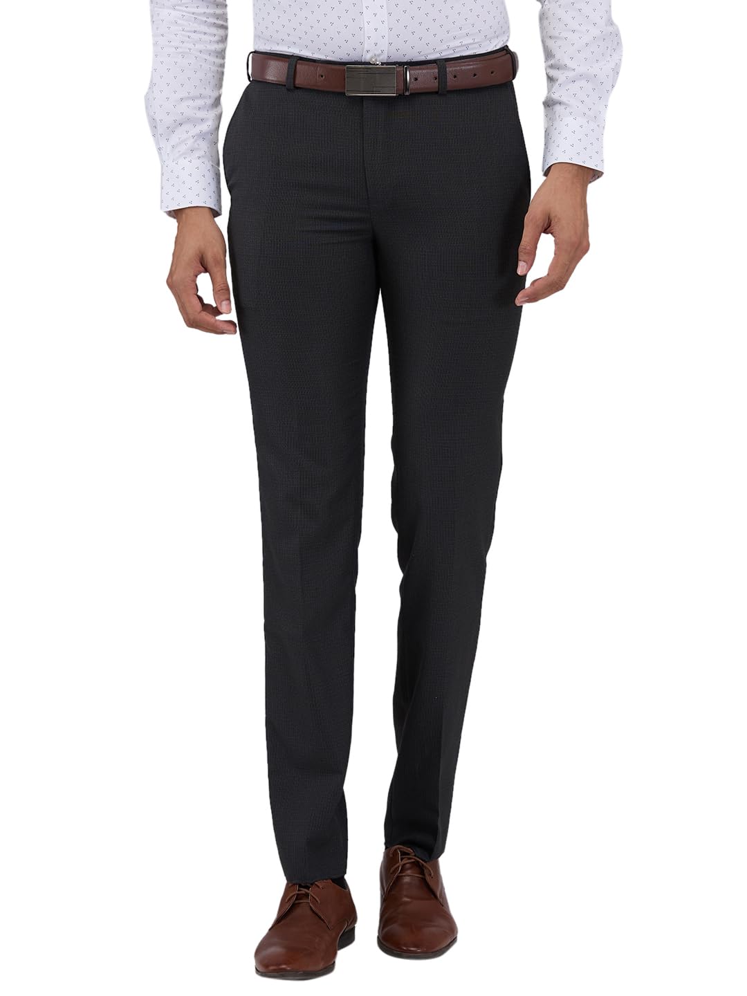 raymond Men Slim Fit Structure Pattern Polyester Blend Flat Front Formal Trouser-picture-10