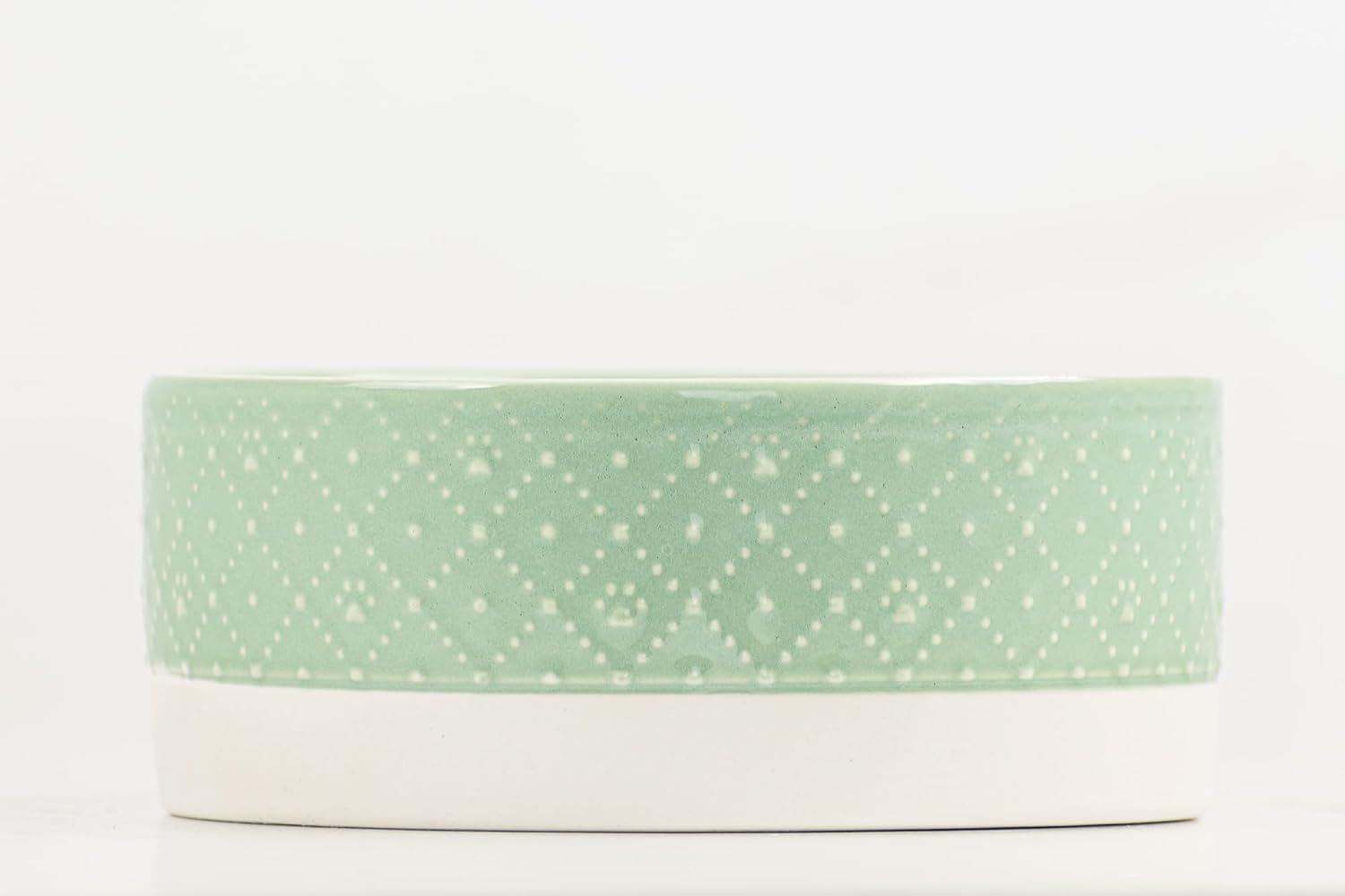 10 Strawberry Street Clermont Paw Embossed Pet Dish, Sage, Set of 2, Large