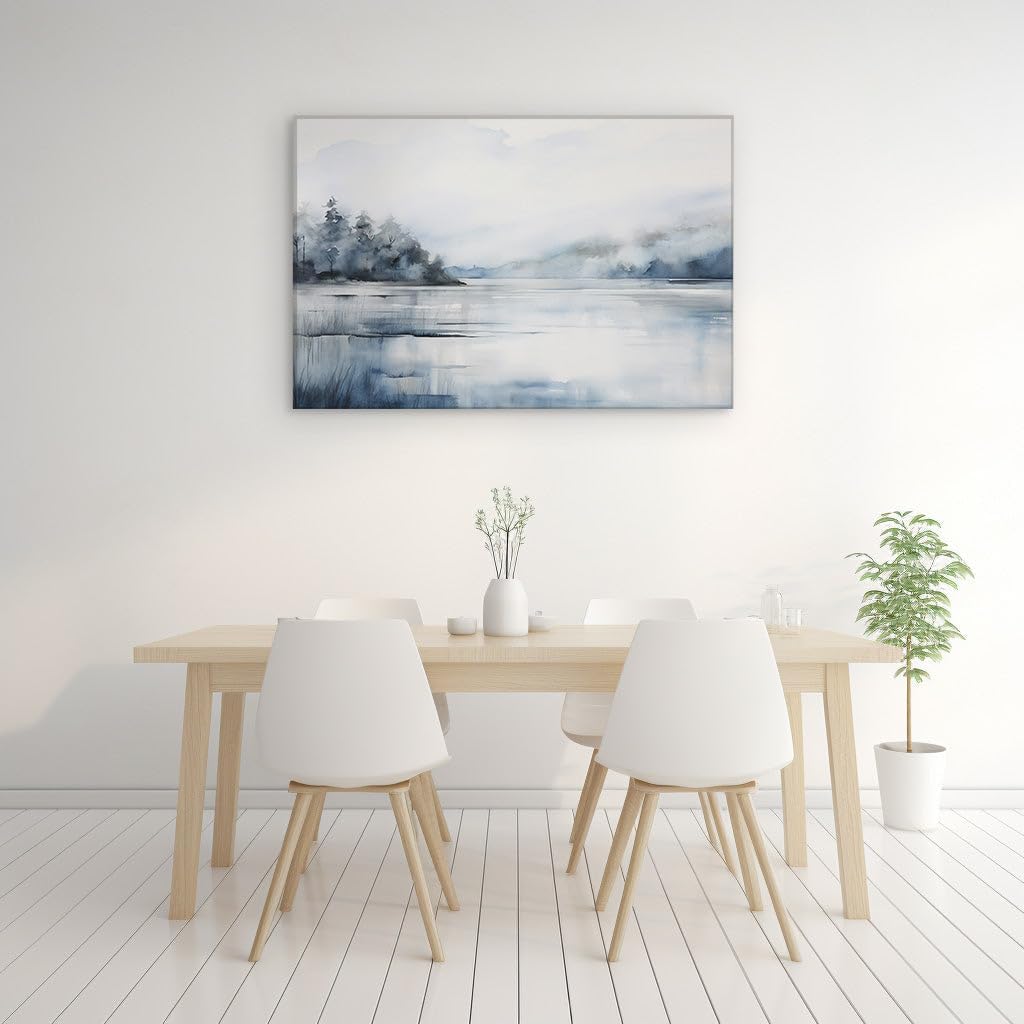 Canvas for Living room. Whispering Winter Serenity: A Portrait of Nature's Calm, 27 x 18 inch Canvas Wall Art - Contemporary Masterpieces - Modern Home Decor