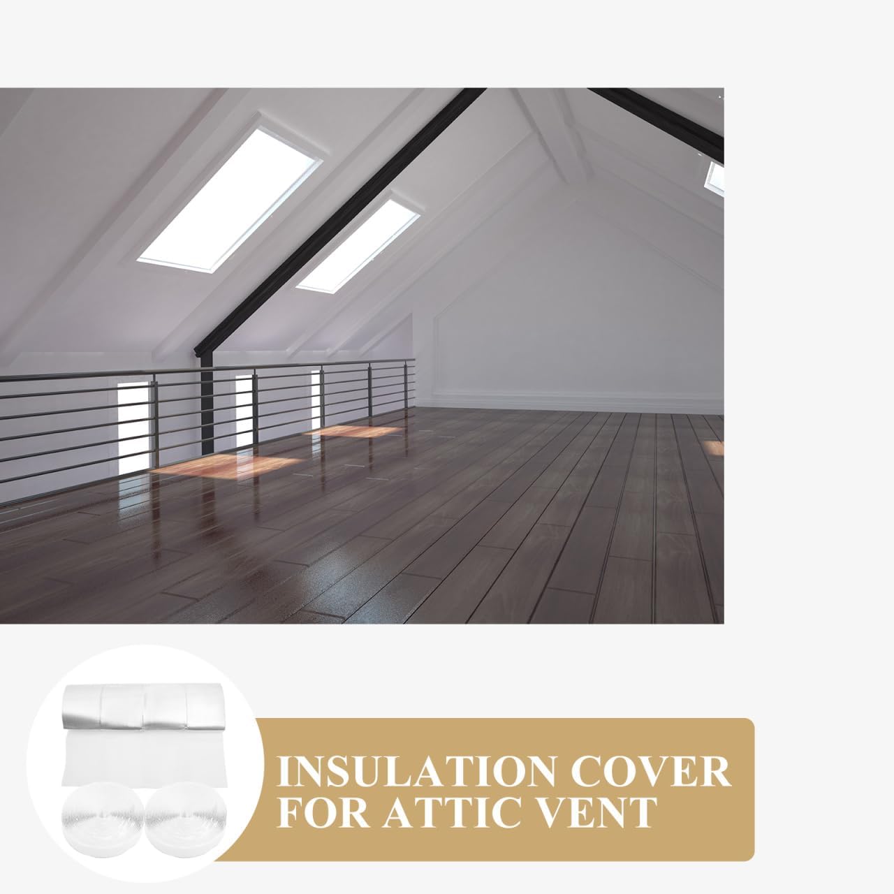 DOITOOL Attic Fan Cover Whole House Insulation Cover with Adhesive Strips for Ceiling Insulation Shutter Vent Fits up to 50.7 x 37.4 Inch