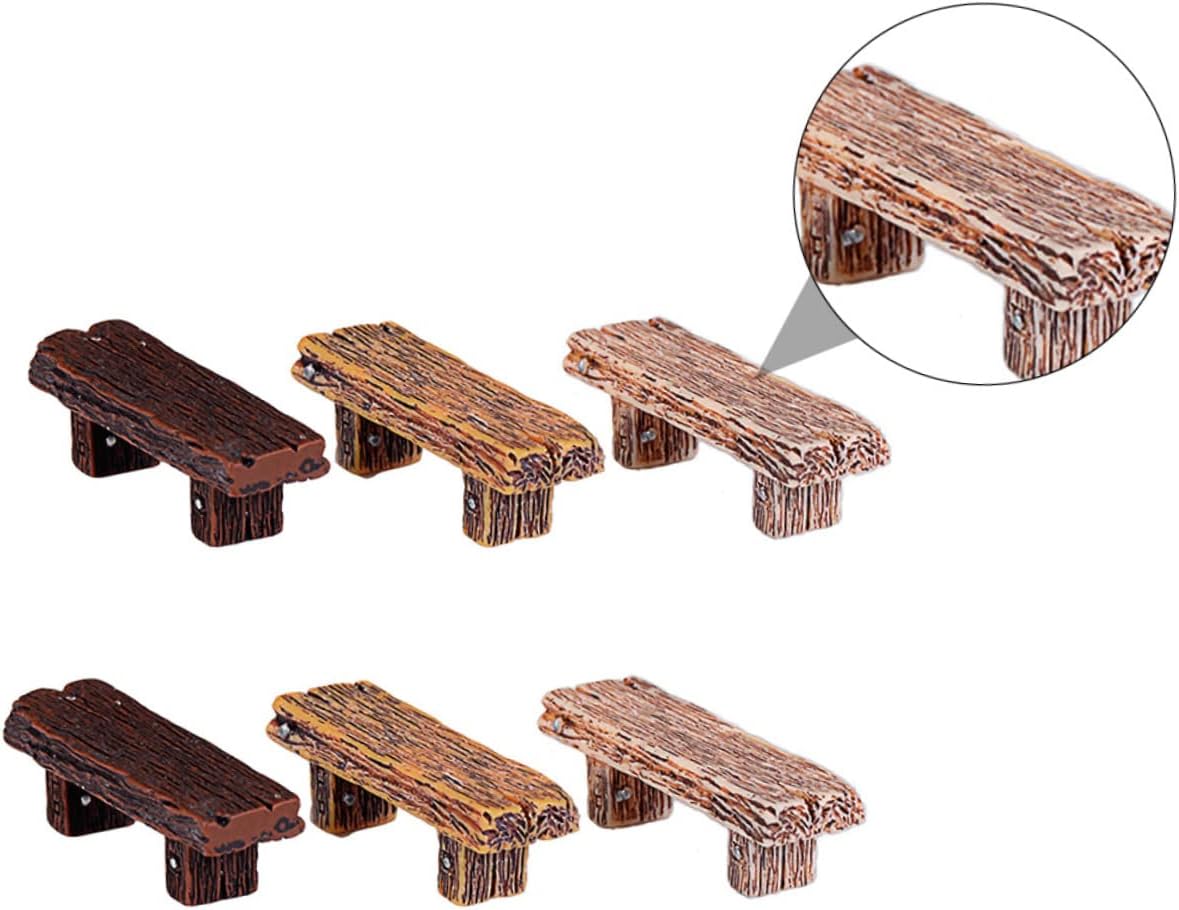 Levemolo 18pcs Mini Resin Landscape Stools Ornaments Imitated Wood Craft Decor for Miniature Projects and Home Tabletop Decoration
