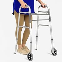 Vista 1 de Vive - Andador plegable para personas mayores, marco plegable de acero resistente para adultos, andador estándar con ruedas delanteras de 5 pulgadas