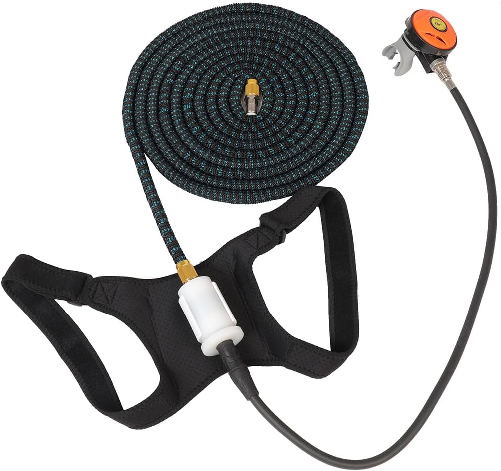 65FT Underwater Breathing Hose with Second Stage Regulator & Mouthpiece & Back Strap for Scuba Diving System